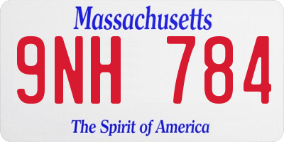 MA license plate 9NH784