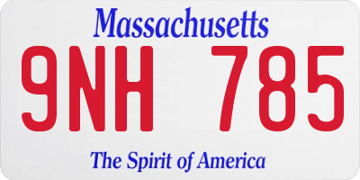 MA license plate 9NH785