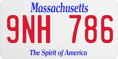 MA license plate 9NH786