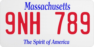 MA license plate 9NH789