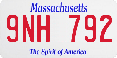MA license plate 9NH792