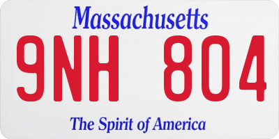 MA license plate 9NH804