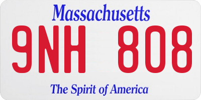 MA license plate 9NH808