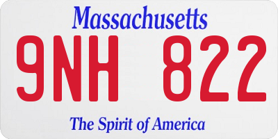MA license plate 9NH822