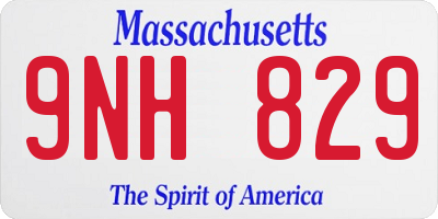 MA license plate 9NH829