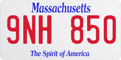 MA license plate 9NH850