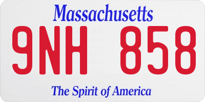 MA license plate 9NH858