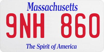 MA license plate 9NH860
