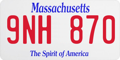 MA license plate 9NH870