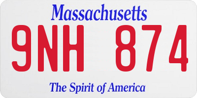 MA license plate 9NH874