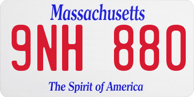 MA license plate 9NH880