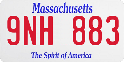 MA license plate 9NH883