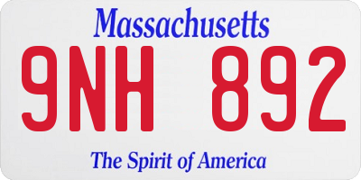 MA license plate 9NH892