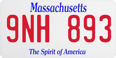 MA license plate 9NH893