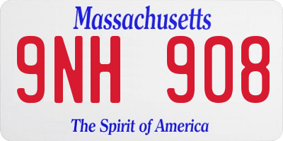 MA license plate 9NH908