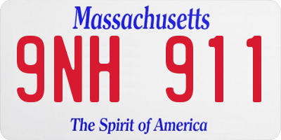 MA license plate 9NH911