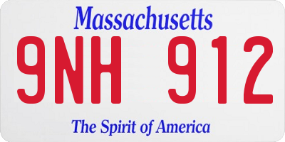 MA license plate 9NH912