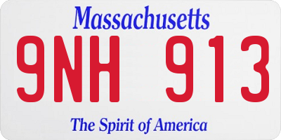 MA license plate 9NH913