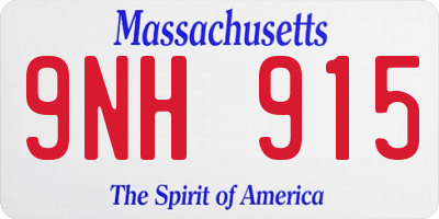 MA license plate 9NH915