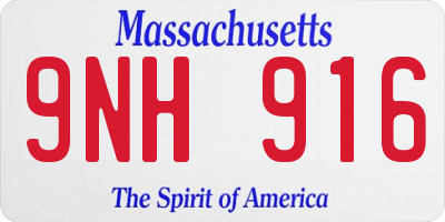 MA license plate 9NH916