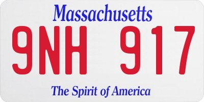 MA license plate 9NH917