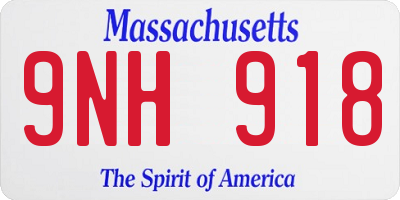 MA license plate 9NH918