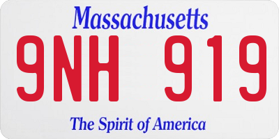 MA license plate 9NH919