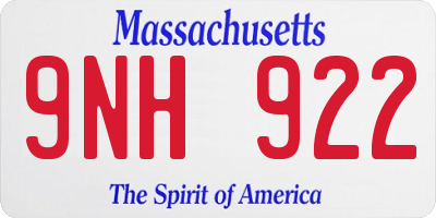 MA license plate 9NH922