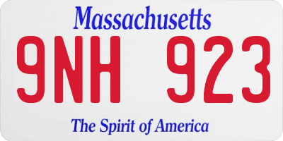 MA license plate 9NH923