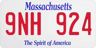 MA license plate 9NH924
