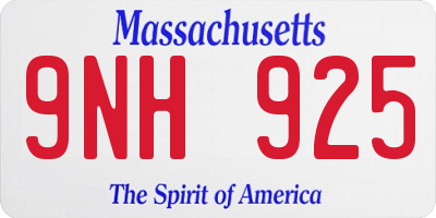 MA license plate 9NH925