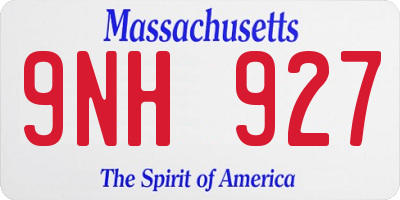 MA license plate 9NH927