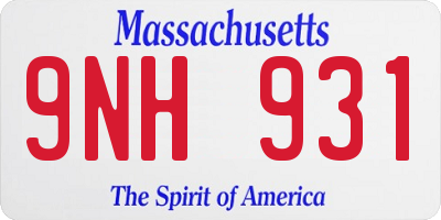 MA license plate 9NH931