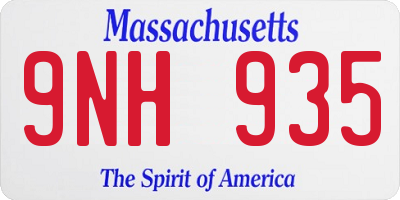 MA license plate 9NH935