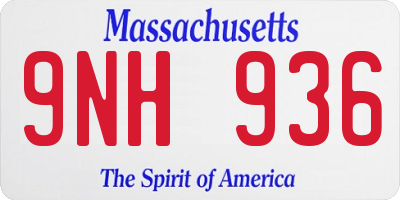 MA license plate 9NH936