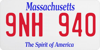 MA license plate 9NH940