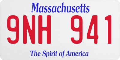 MA license plate 9NH941