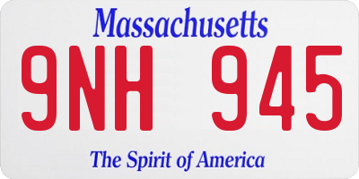 MA license plate 9NH945