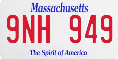 MA license plate 9NH949