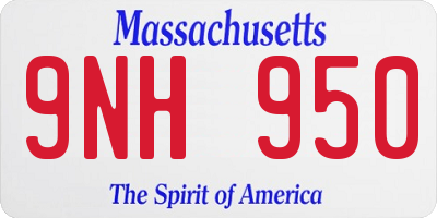 MA license plate 9NH950