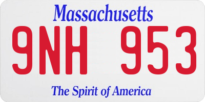MA license plate 9NH953