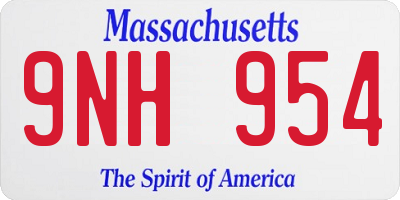 MA license plate 9NH954