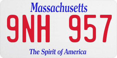 MA license plate 9NH957
