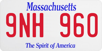 MA license plate 9NH960