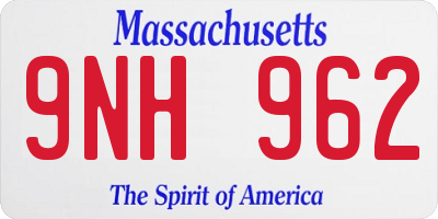 MA license plate 9NH962