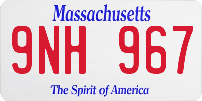 MA license plate 9NH967