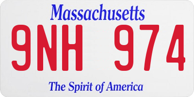 MA license plate 9NH974