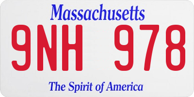 MA license plate 9NH978