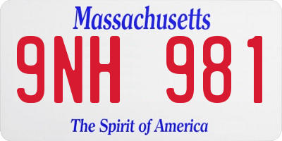 MA license plate 9NH981