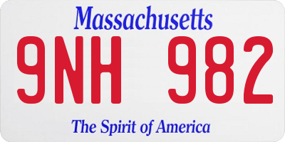 MA license plate 9NH982